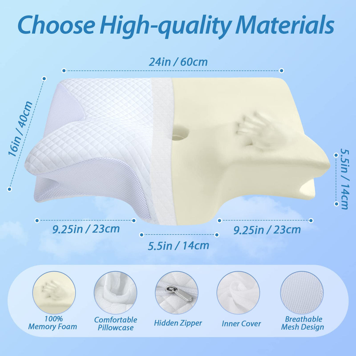 Ergonomic Memory Foam Cervical Pillow