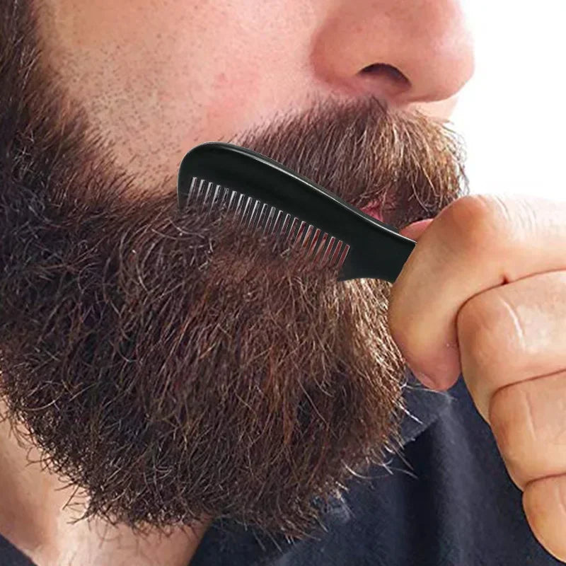 Men Comb Black Mini Pocket Beard Comb for Men Plastic Moustache Facial Hairbrush Beard Styling Detangling Combs Barber Combs