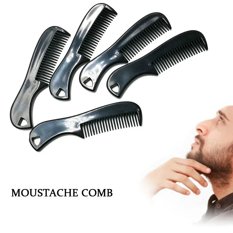 Men Comb Black Mini Pocket Beard Comb for Men Plastic Moustache Facial Hairbrush Beard Styling Detangling Combs Barber Combs